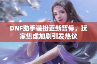 DNF助手装扮更新暂停，玩家焦虑加剧引发热议