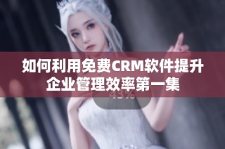 如何利用免费CRM软件提升企业管理效率第一集