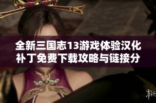 全新三国志13游戏体验汉化补丁免费下载攻略与链接分享