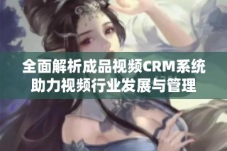 全面解析成品视频CRM系统助力视频行业发展与管理