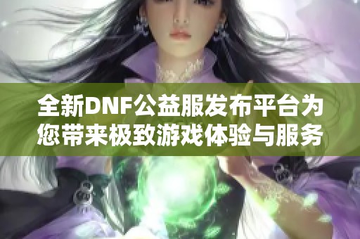 全新DNF公益服发布平台为您带来极致游戏体验与服务