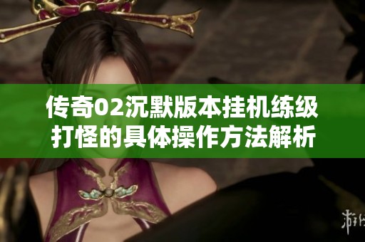 传奇02沉默版本挂机练级打怪的具体操作方法解析