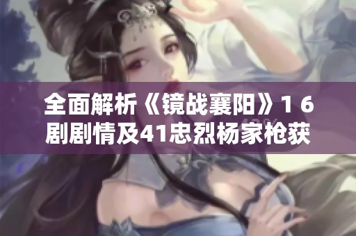 全面解析《镜战襄阳》1 6剧剧情及41忠烈杨家枪获取攻略