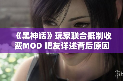 《黑神话》玩家联合抵制收费MOD 吧友详述背后原因与看法